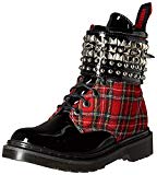 Demonia Riv106 rplf  Botas para Mujer Negro Rojo Red Plaid Black Patent