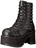 Demonia RAN208/BPU - Botas para Mujer, Negro, Cuero (Black Vegan Leather)