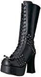 Demonia Charade-150 - Botas Altas para Mujer, Negro, Cuero (Black Vegan Leather)