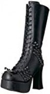 Demonia Charade-150 - Botas Altas para Mujer, Negro, Cuero (Black Vegan Leather)