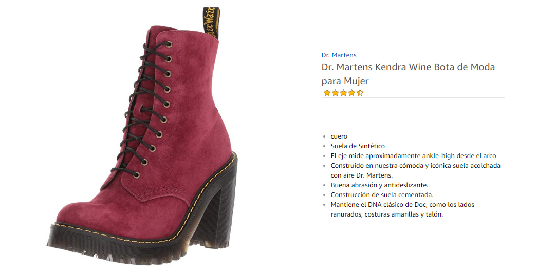 Dr Martens Kendra Botas de Vino para Mujer Vino