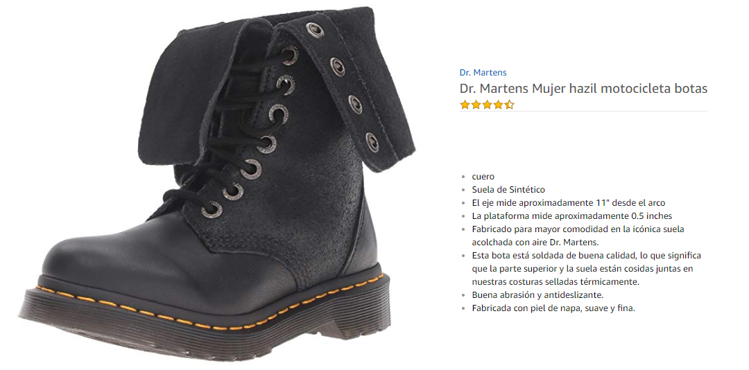  Dr Martens Mujer hazil motocicleta botas
