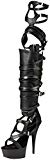 Pleaser  Bota para Mujer Black Faux Leather/Black