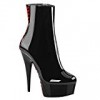 Pleaser Delight 1010 - Botas de Tobillo para Mujer  Black Patent-Red/Black