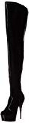 Pleaser DEL4000/B/M  Botas para Mujer Negro Elastano Patentado/Negro