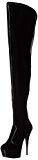 Pleaser DEL4000/B/M  Botas para Mujer Negro Elastano Patentado/Negro