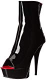 Pleaser Delight 1025  Botas de Tobillo para Mujer  Black/Red Patent/Black