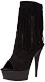 Pleaser Delight 1019  Botas de Tobillo para Mujer Negro Black Suede/Black Matte