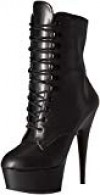 Pleaser DELIGHT 1020  Botas de Tobillo para Mujer Negro Cuero/Negro