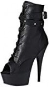 Pleaser DEL1033/BPU/M  Botas para Mujer Negro Black Faux Leather/Black Matte