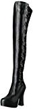 Pleaser Ele3050/B/Pu  Botas para Mujer Negro Black Str Faux Leather/Black Matte