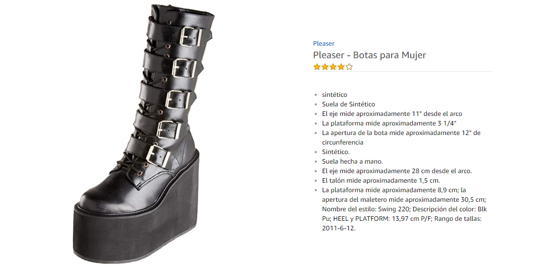 Pleaser  Botas para Mujer Poliuretano Negro