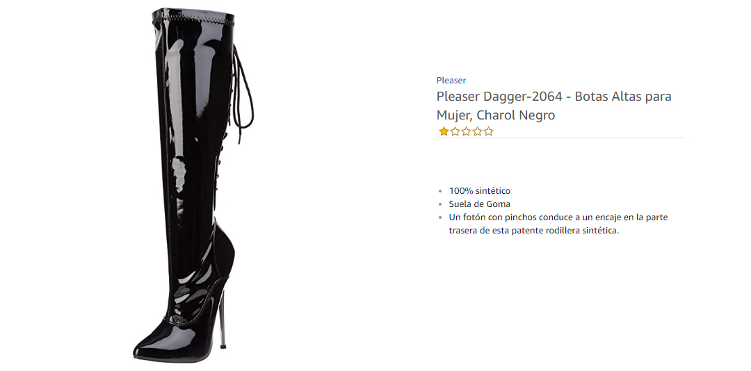 Pleaser Dagger 2064  Botas Altas para Mujer Charol Negro