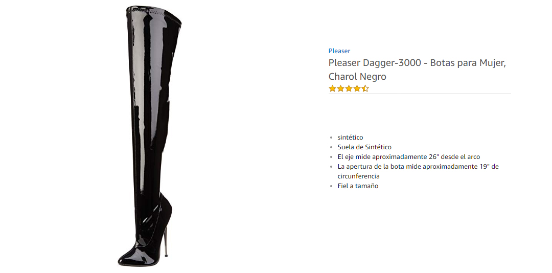 Pleaser Dagger 3000 Botas para Mujer Charol Negro