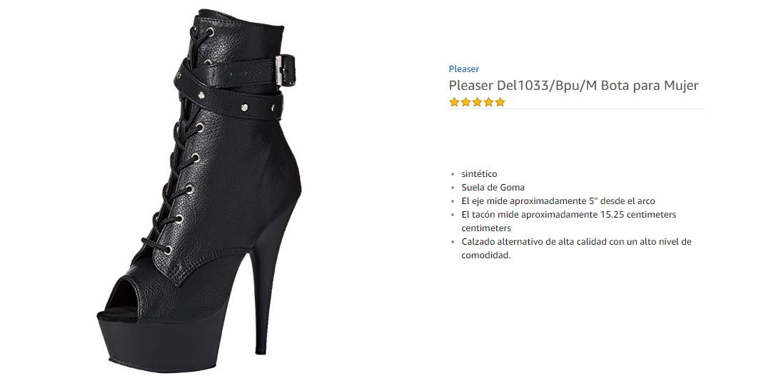 Pleaser DEL1033/BPU/M  Botas para Mujer Negro Black Faux Leather/Black Matte