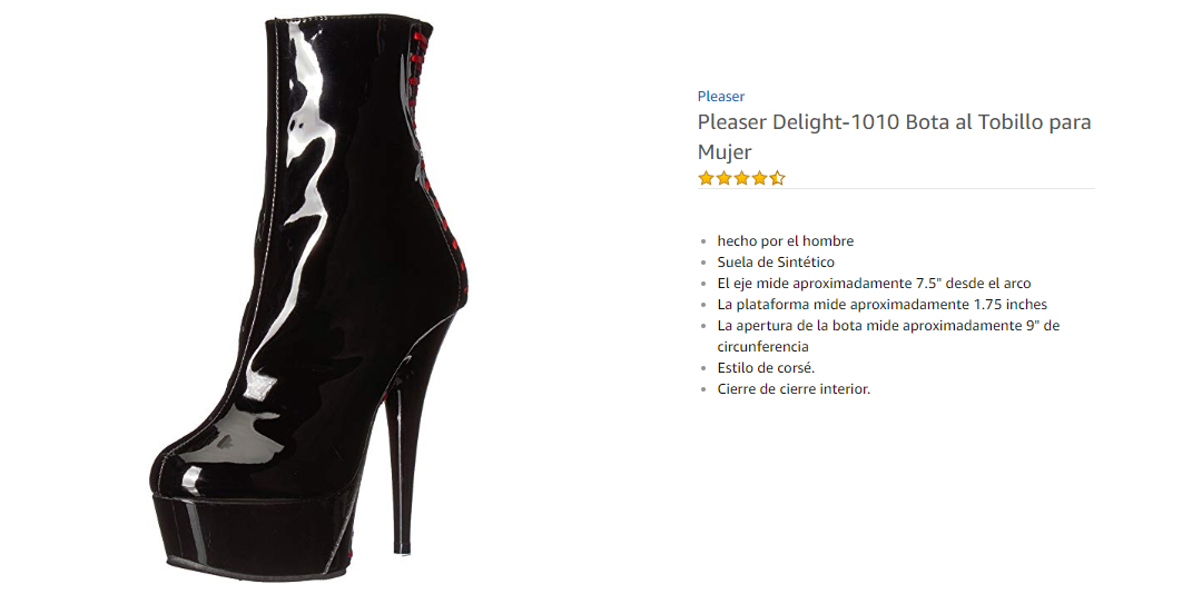 Pleaser Delight 1010 - Botas de Tobillo para Mujer  Black Patent-Red/Black