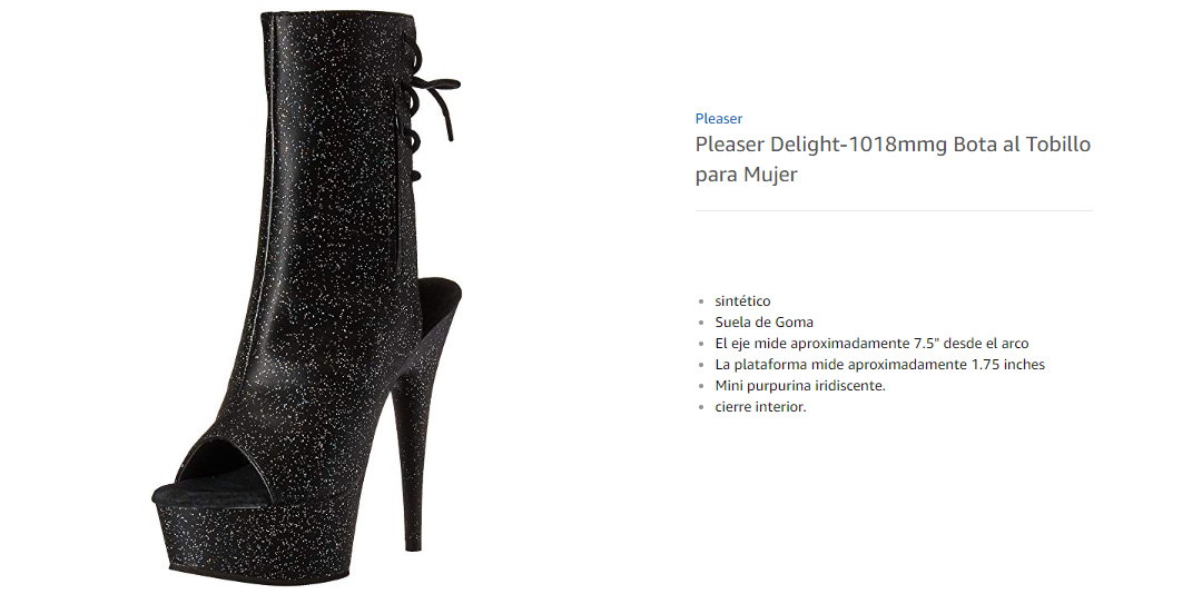 Pleaser DELIGHT 1018MMG  Botas de Tobillo para Mujer Negro Black Faux Leather/Black Matte