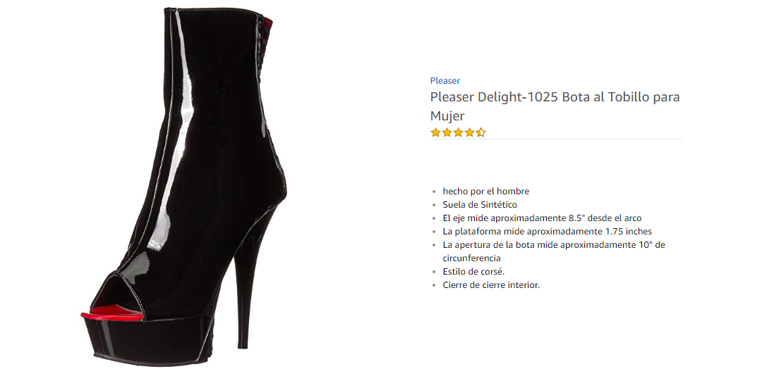 Pleaser Delight 1025  Botas de Tobillo para Mujer  Black/Red Patent/Black