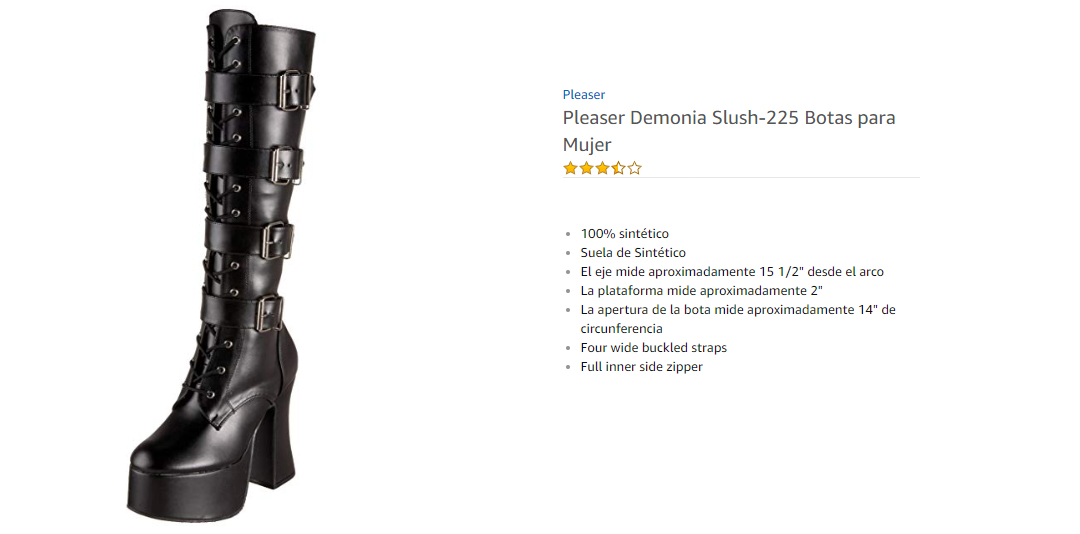 Pleaser Demonia Slush 225 Botas para mujer Negro Black Polyurethane