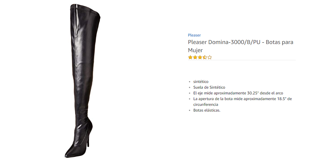  Pleaser Domina-3000/B/PU Botas para Mujer Negro