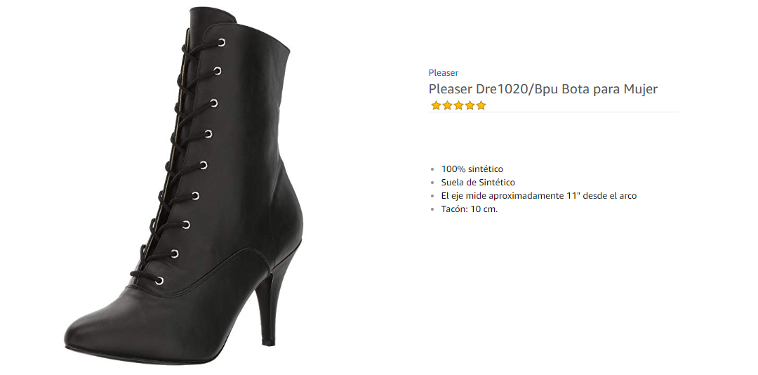 Pleaser Dre1020/Bpupub  Botas para Mujer Cuero de imitaci&Atilde;&sup3;n Negro