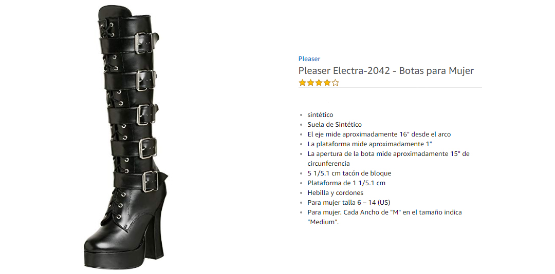 Pleaser Electra 2042  Botas para Mujer Negro 