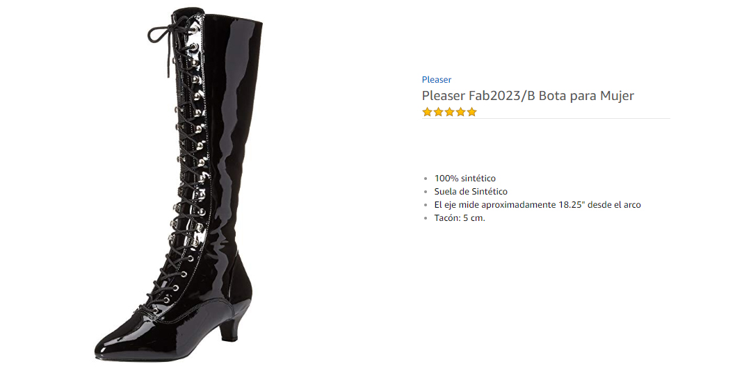 Pleaser Fab2023/b  Botas para Mujer Negro Charol Black Str Patent