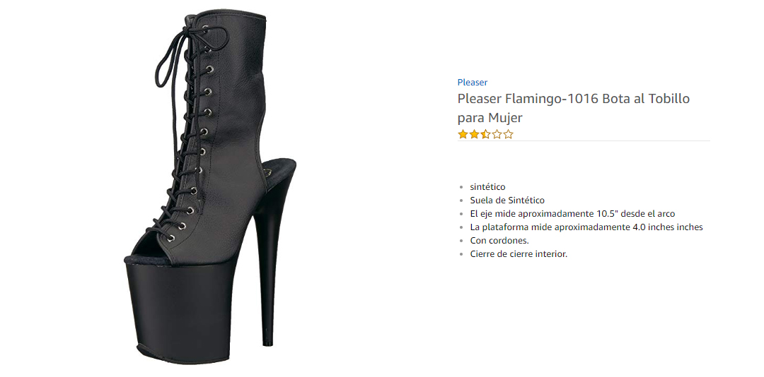 Pleaser Flamingo 1016  Botas de Tobillo para Mujer Black Faux Leather/Black