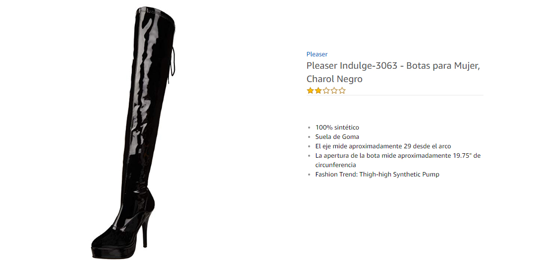 Pleaser Indulge 3063  Botas para Mujer Charol Negro