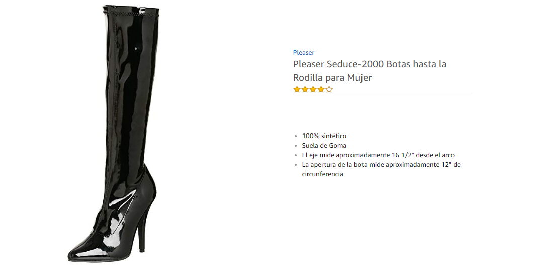 Pleaser Seduce 2000 Botas hasta la Rodilla para Mujer  Charol Negro