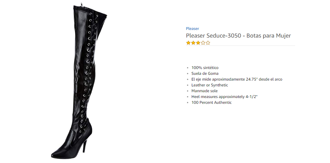 Pleaser Seduce 3050  Botas para Mujer Negro Black Polyurethane