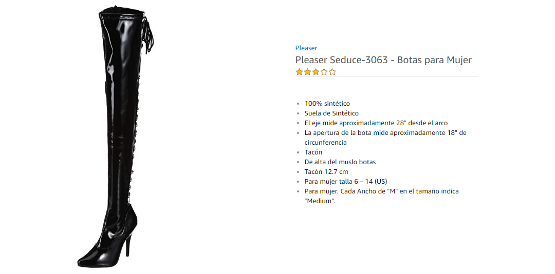 Pleaser Seduce 3063  Botas para Mujer Negro