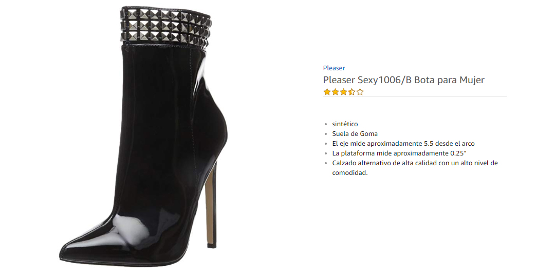 Pleaser SEXY1006/B  Botas para Mujer Charol Negro