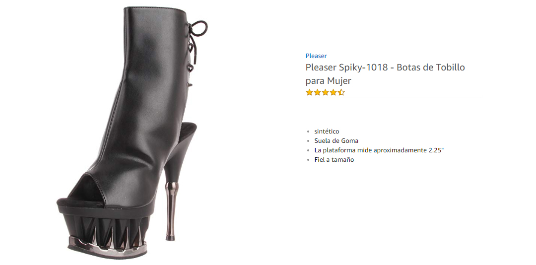 Pleaser Spiky 1018  Botas de Tobillo para Mujer Negro